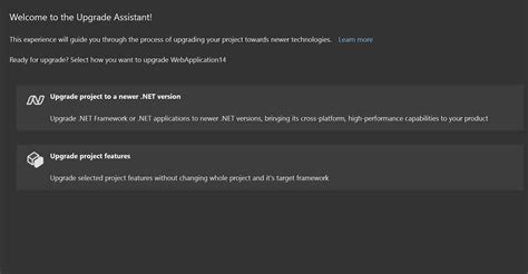 Upgrade to a new .NET version .